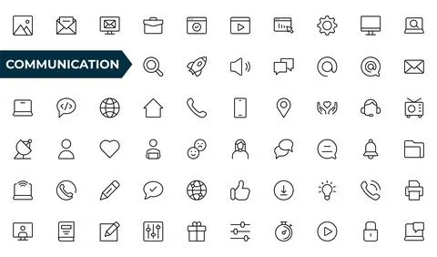 Communication line Icon Set. A sleek and modern collection of icons designe.. Stock Illustration