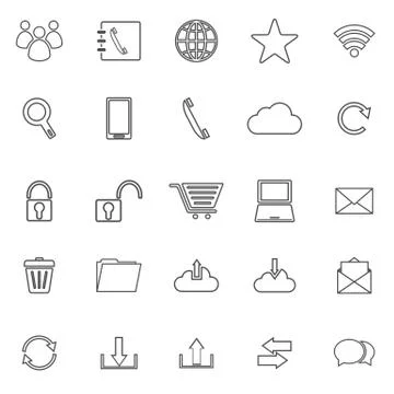 Communication line icons on white background Stock Illustration
