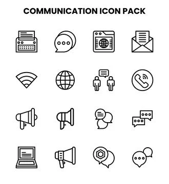Communication Line Set Icons Pack 스톡 일러스트