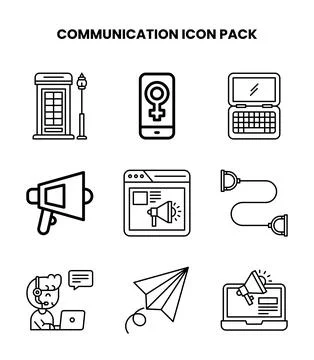 Communication Line Set Icons Pack Stock Illustration