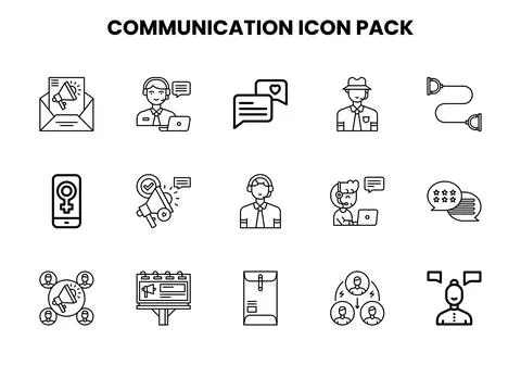 Communication Line Set Icons Pack Stock Illustration