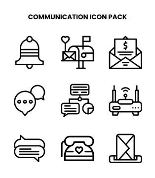 Communication Line Vector Icons Pack Stock Illustration