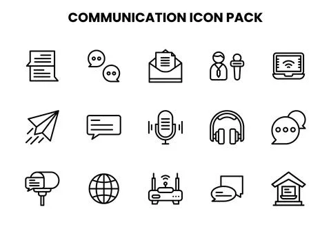 Communication Line Vector Icons Pack イラスト素材