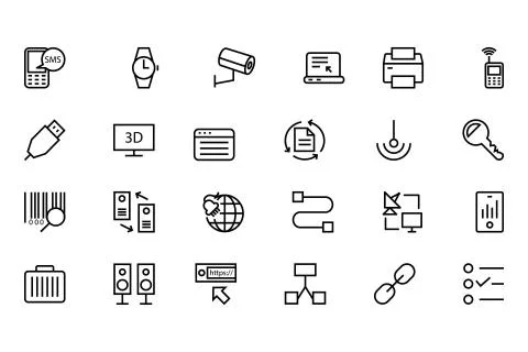 Communication Line Vector Icons Set Stock Illustration