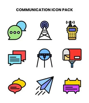 Communication Lineal Color Bundle Icons Pack 스톡 일러스트