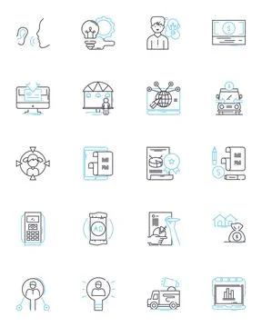 Communication linear icons set. Connection, Dialogue, Exchange, Transmit 스톡 일러스트