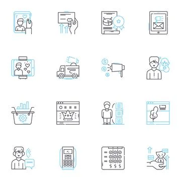 Communication linear icons set. Connection, Dialogue, Exchange, Transmit Stock Illustration