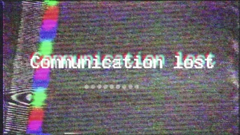 Communication lost. Glitch video with a message about a damaged signal. Stock Footage 172072115
