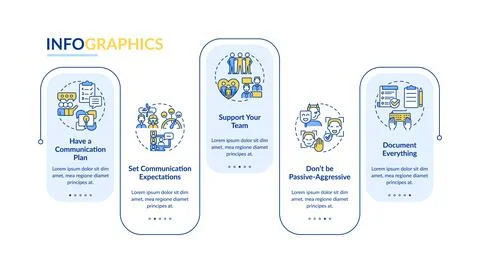 Communication management rectangle infographic template 스톡 일러스트