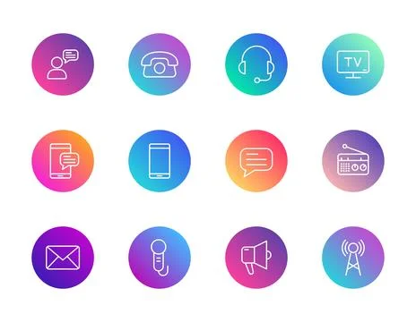 Communication, media, broadcasting. Illustrazione stock