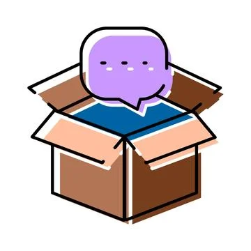 Communication message speech bubble emerging from box Stock Illustration