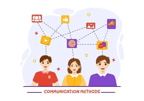 Communication Methods Vector Illustration with Team Referral Marketing, Pro.. 스톡 일러스트