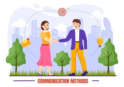 Communication Methods Vector Illustration with Team Referral Marketing, Pro.. 스톡 일러스트