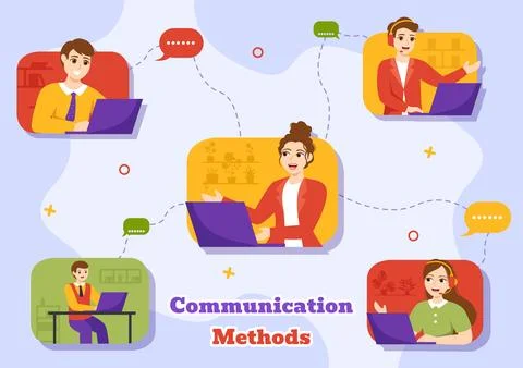 Communication Methods Vector Illustration with Team Referral Marketing, Pro.. 스톡 일러스트