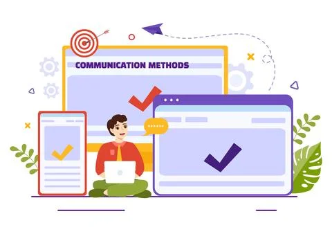 Communication Methods Vector Illustration with Team Referral Marketing, Pro.. 스톡 일러스트