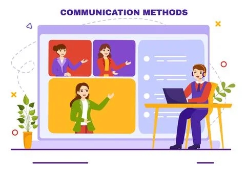 Communication Methods Vector Illustration with Team Referral Marketing, Pro.. 스톡 일러스트