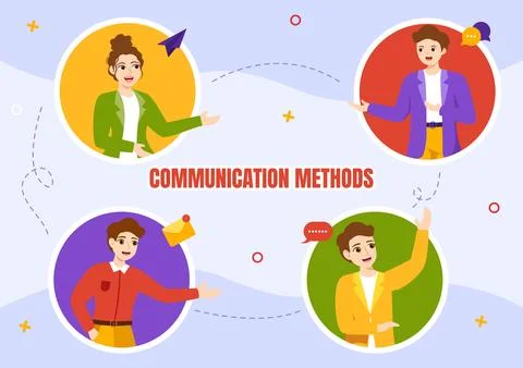 Communication Methods Vector Illustration with Team Referral Marketing, Pro.. 스톡 일러스트