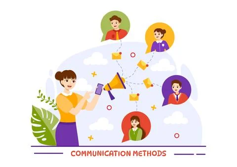 Communication Methods Vector Illustration with Team Referral Marketing, Pro.. 스톡 일러스트