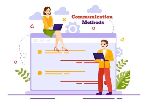 Communication Methods Vector Illustration with Team Referral Marketing, Pro.. 스톡 일러스트