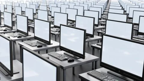 Communication of multiple computers and data transmission on the Internet. Stock Photos