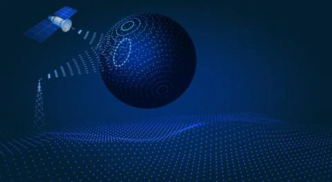 Communication, navigation, satellite control, hud design, hologram of the glo Stock Illustration