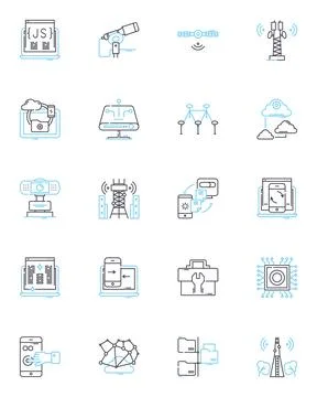 Communication nerks linear icons set. Nerking, Collaboration, Connectivity Stock Illustration