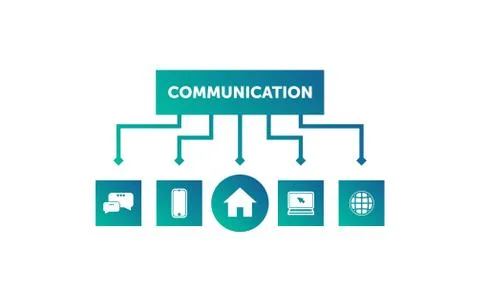 Communication network and home template, communication mobile, computer and home Stock Illustration
