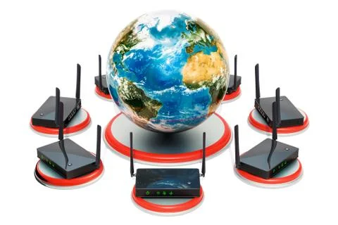 Communication, network and internet concept. 3D rendering Stock Illustration