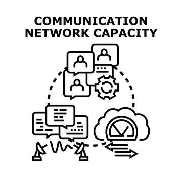 Communication network capacity optimizing data exchange performance 스톡 일러스트