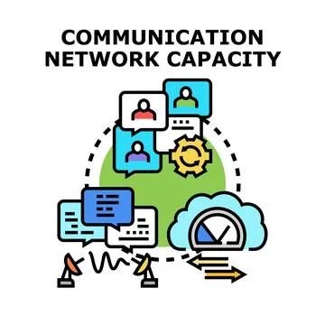 Communication network capacity optimizing data exchange performance イラスト素材