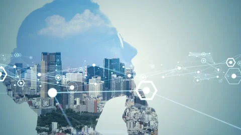 Communication network concept. AI (Artificial Intelligence). Stock Footage 138293821