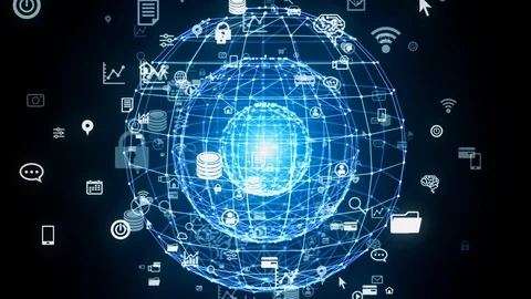 Communication network concept in cyberspace. Abstract background. Video stock 130094240