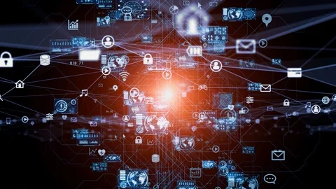 Communication network concept in cyberspace. Abstract background. Stock Footage 130094350