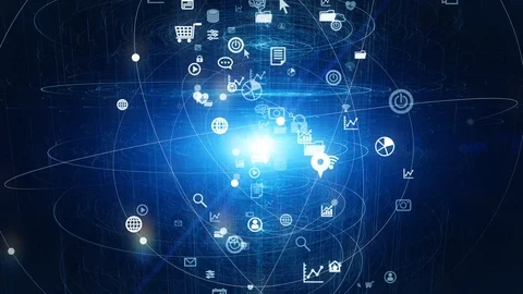 Communication network concept in cyberspace. Abstract background. Stock Footage 130094437