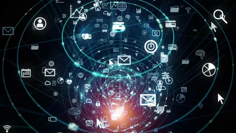 Communication network concept in cyberspace. Abstract background animation. Stock Footage 133556769