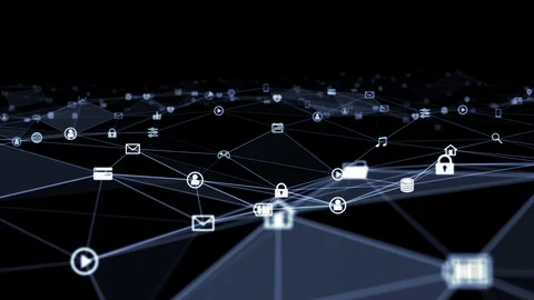 Communication network concept in cyberspace. IoT (Internet of Things). SaaS (Sof Stock Footage 122754058