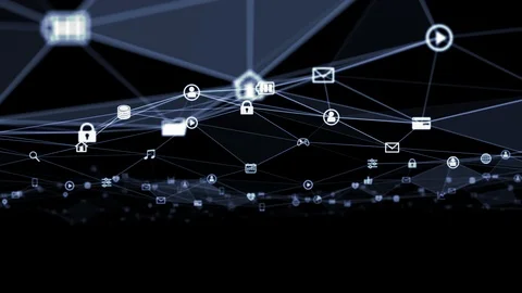 Communication network concept in cyberspace. IoT (Internet of Things). SaaS (Sof Video stock 122778089