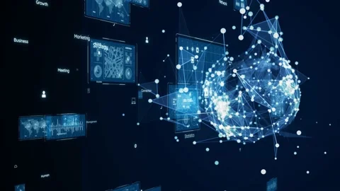 Communication network concept. Data analysis. Search engine optimization. Stock Footage 158981153