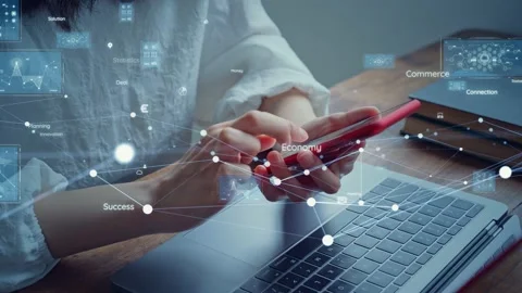 Communication network concept. Digital transformation. Stock Footage 159522753