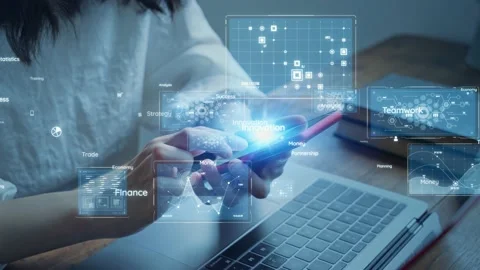 Communication network concept. Digital transformation. Stock Footage 160146154