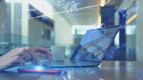 Communication network concept. GUI (Graphical User Interface). Stock Footage 115925537