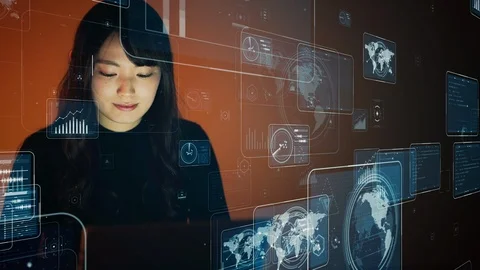 Communication network concept. GUI (Graphical User Interface). System engneer. Stock Footage 122619402