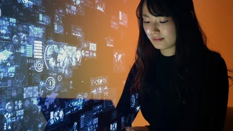 Communication network concept. GUI (Graphical User Interface). System engneer. Stock Footage 122619950