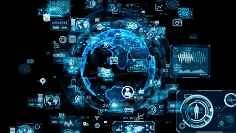 Communication network concept. GUI (Graphical User Interface). Stock Footage 130094433