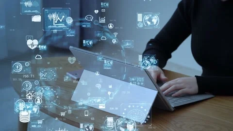 Communication network concept. GUI (Graphical User Interface). Stock Footage 130384856