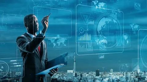 Communication network concept. GUI (Graphical User Interface). Video stock 139389035