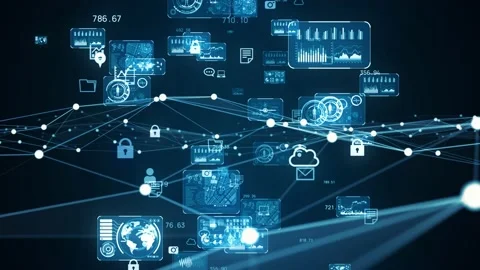 Communication network concept. GUI (Graphical User Interface). Video stock 141230159