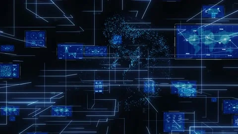 Communication network concept. GUI (Graphical User Interface). Digital transform 스톡 동영상 145043351