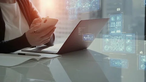 Communication network concept. GUI (Graphical User Interface). Video stock 159076879