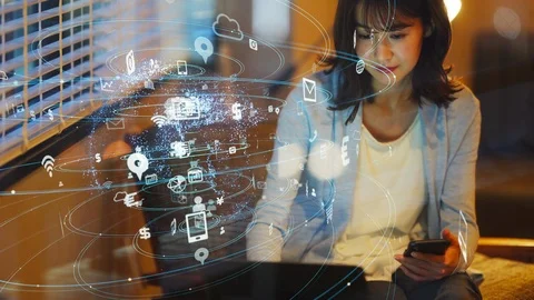 Communication network concept. IoT (Internet of Things). Telecommunication. Stock Footage 123287441